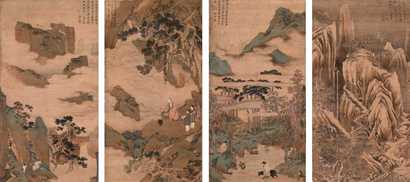 仇英（传） 1561年作 四季闲情（四幅） 立轴